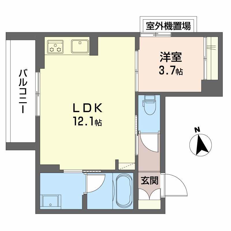 KIコーポレーション玉姓町(1LDK/3階)の間取り写真