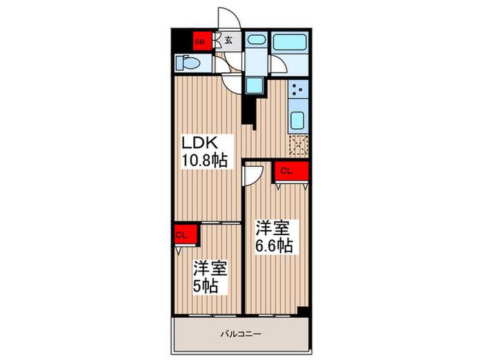 LIME RESIDENCE HIKIFUNE(2LDK/2階)の間取り写真