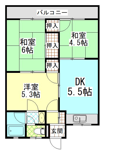 メゾンモンシャトー(3DK/3階)の間取り写真