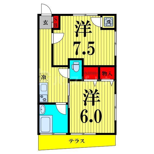 コーポオリエント(2K/1階)の間取り写真