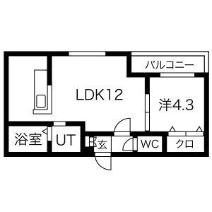 PATIO北19 パティオ(1LDK/3階)の間取り写真