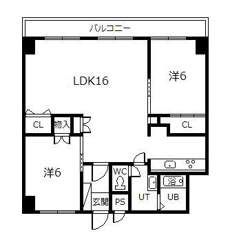 5条ビル(2LDK/5階)の間取り写真