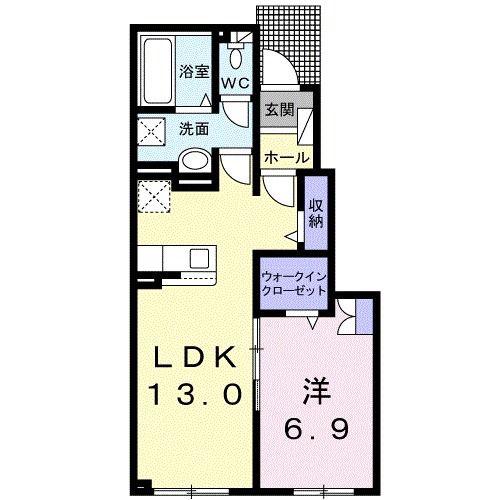 グランビューII(1LDK/1階)の間取り写真