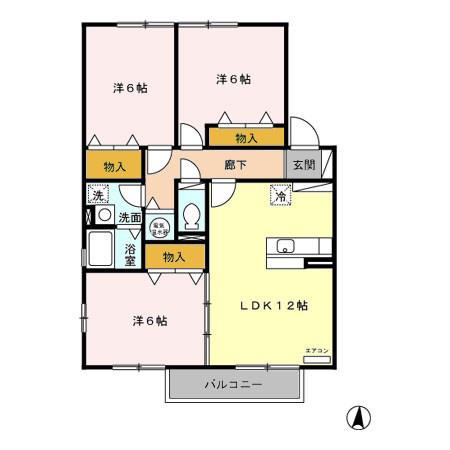 アトリオ(3LDK/1階)の間取り写真