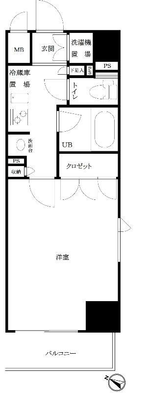 ルーブル東麻布(1K/8階)の間取り写真