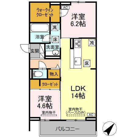 SHINE FORT(2LDK/1階)の間取り写真