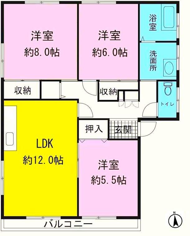 フレマリール998(3LDK/1階)の間取り写真