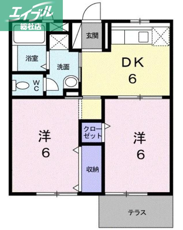 プライムステージ(2DK/1階)の間取り写真