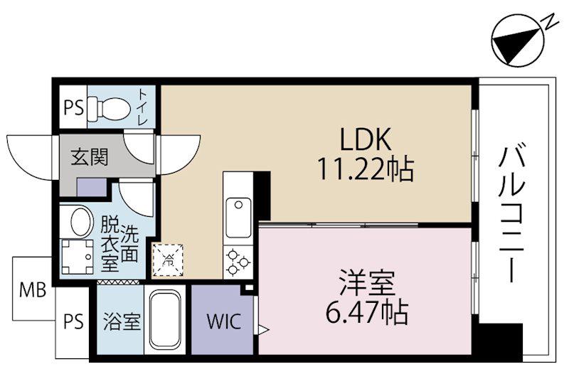 CENTER MARK三萩野(1LDK/9階)の間取り写真