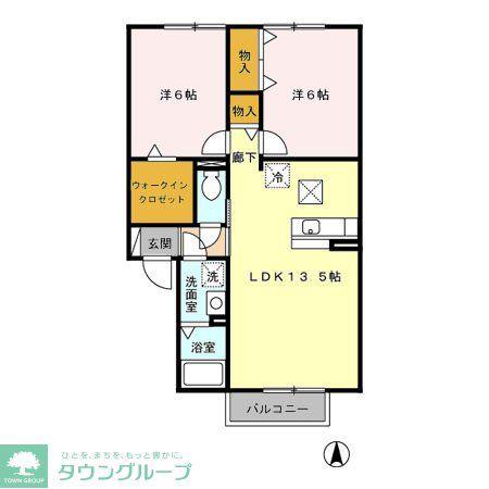 エトワール(2LDK/1階)の間取り写真