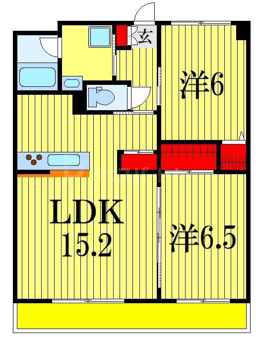 ウィステリア(2LDK/2階)の間取り写真