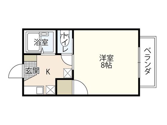 ラクーンハイムB(1K/1階)の間取り写真