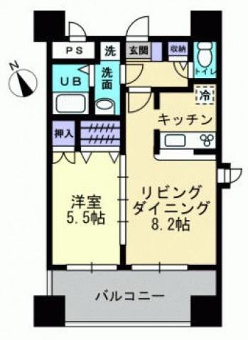 JGRACE 河原町(1LDK/3階)の間取り写真