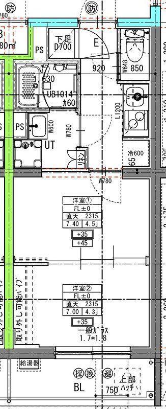 ラヴィエール住吉駅前(2K/2階)の間取り写真