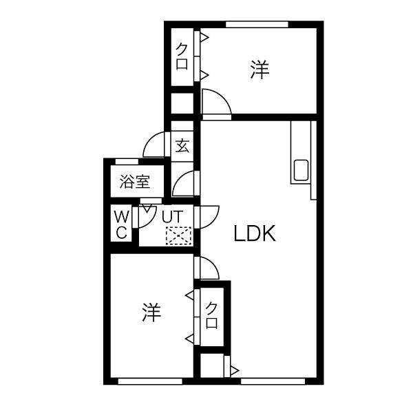 ルミエール二見(2LDK/2階)の間取り写真