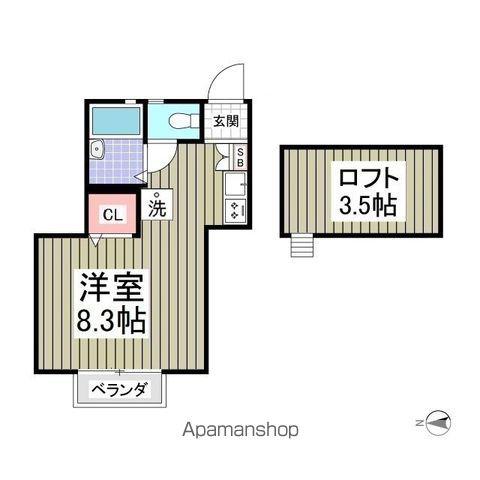 エクセレント三ツ沢A棟(ワンルーム/2階)の間取り写真