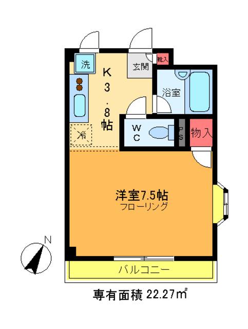 第2MKビル(1K/3階)の間取り写真