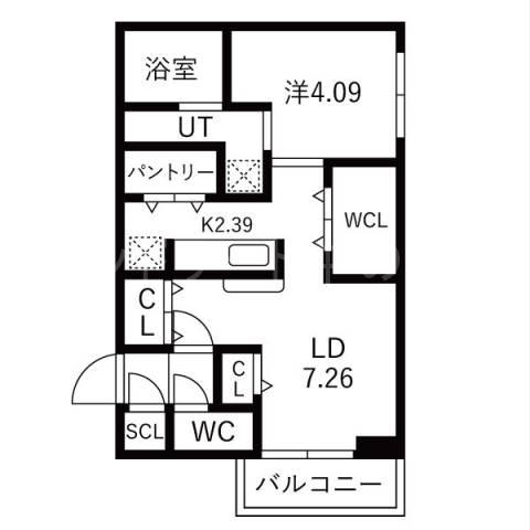 メラ ヴェルデ(1LDK/4階)の間取り写真