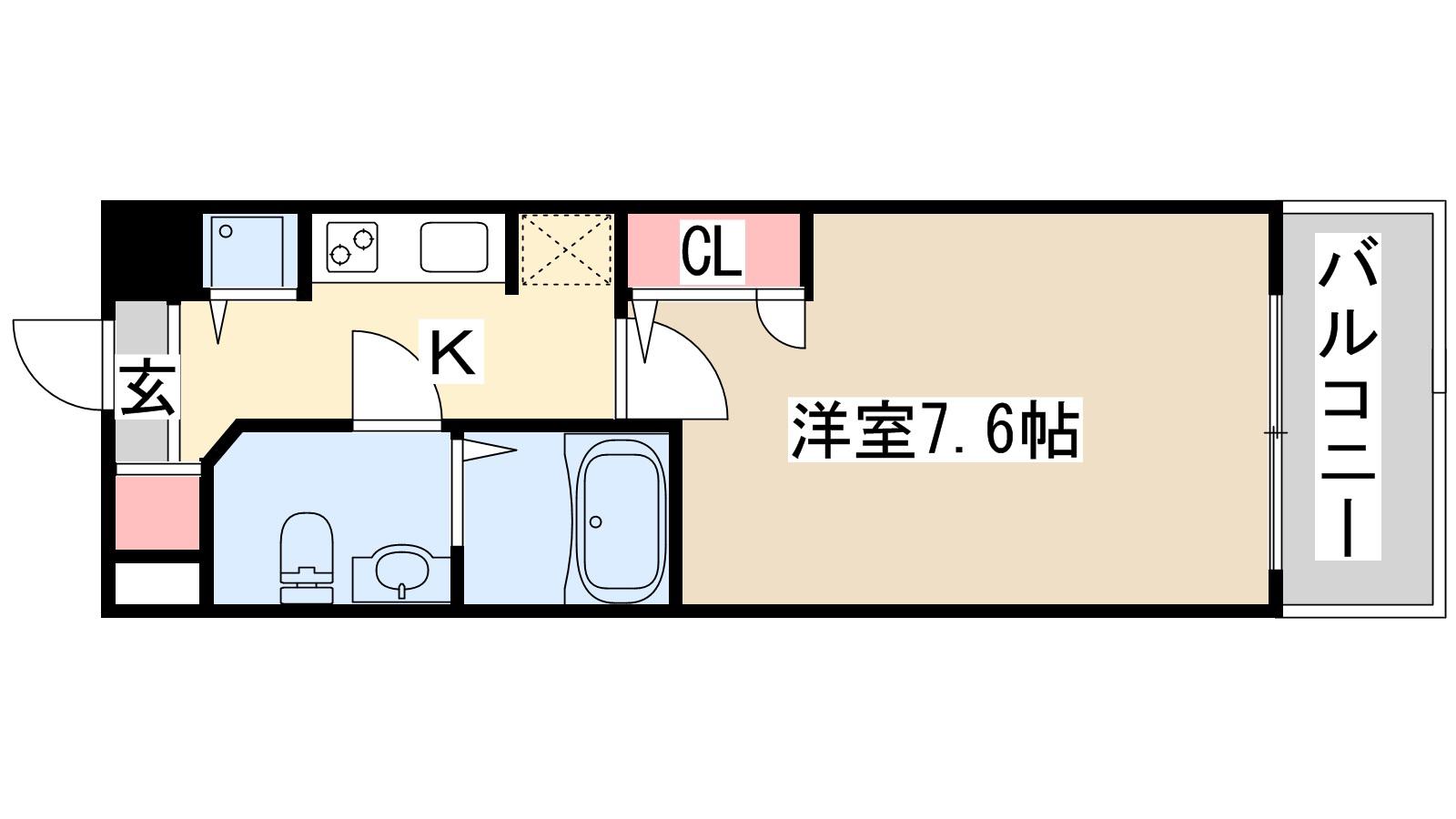S-RESIDENCE神戸磯上通(1K/3階)の間取り写真