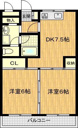 メゾンデューク(2DK/4階)の間取り写真