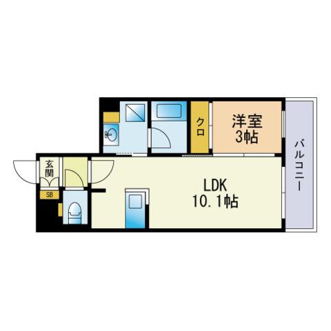 グランフォーレ西新ヒルズ(1LDK/1階)の間取り写真