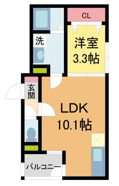 REGIES川西能勢口(1LDK/2階)の間取り写真