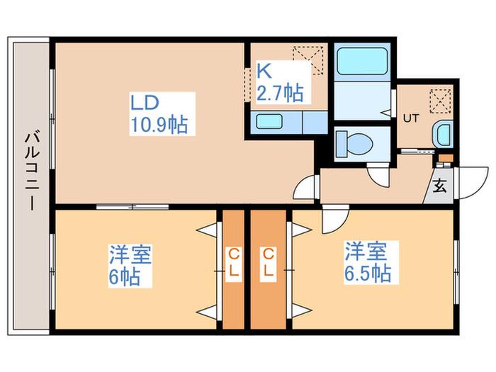 パルティーレ南郷通(2LDK/3階)の間取り写真