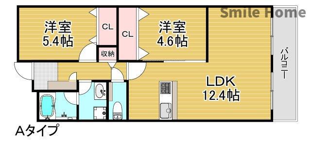フォレスタ岸里(2LDK/2階)の間取り写真