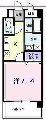 サンリット SJK(1K/4階)の間取り写真
