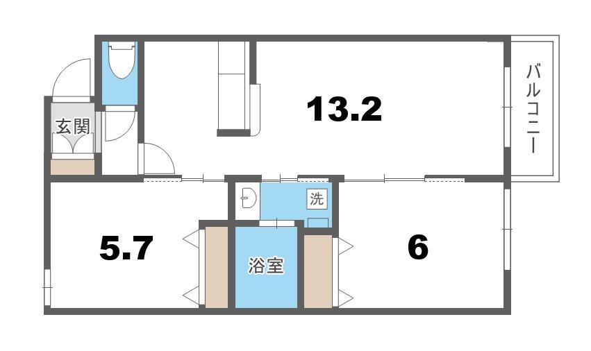 システムコート新札幌III(2LDK/3階)の間取り写真