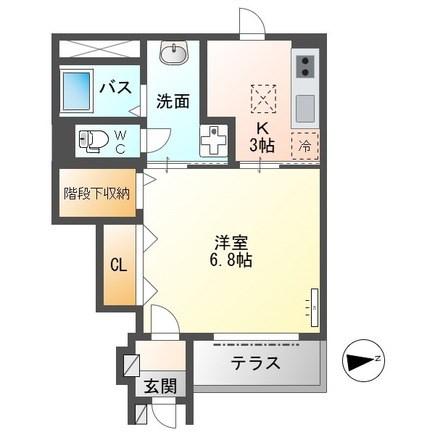 リトルブーケ城南(1K/1階)の間取り写真