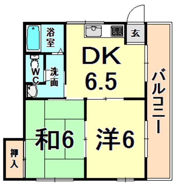 ハイツ桜ケ丘II(2DK/3階)の間取り写真