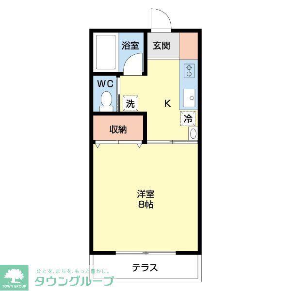 フィフティーストームマンション下小塙(1K/1階)の間取り写真