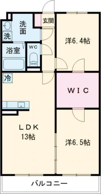 グランヴィータA棟(2LDK/2階)の間取り写真