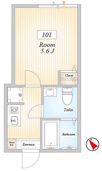 CASA DE NA(1K/1階)の間取り写真