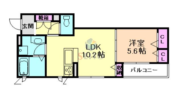 シャーメゾンレインボー本町III(1LDK/3階)の間取り写真