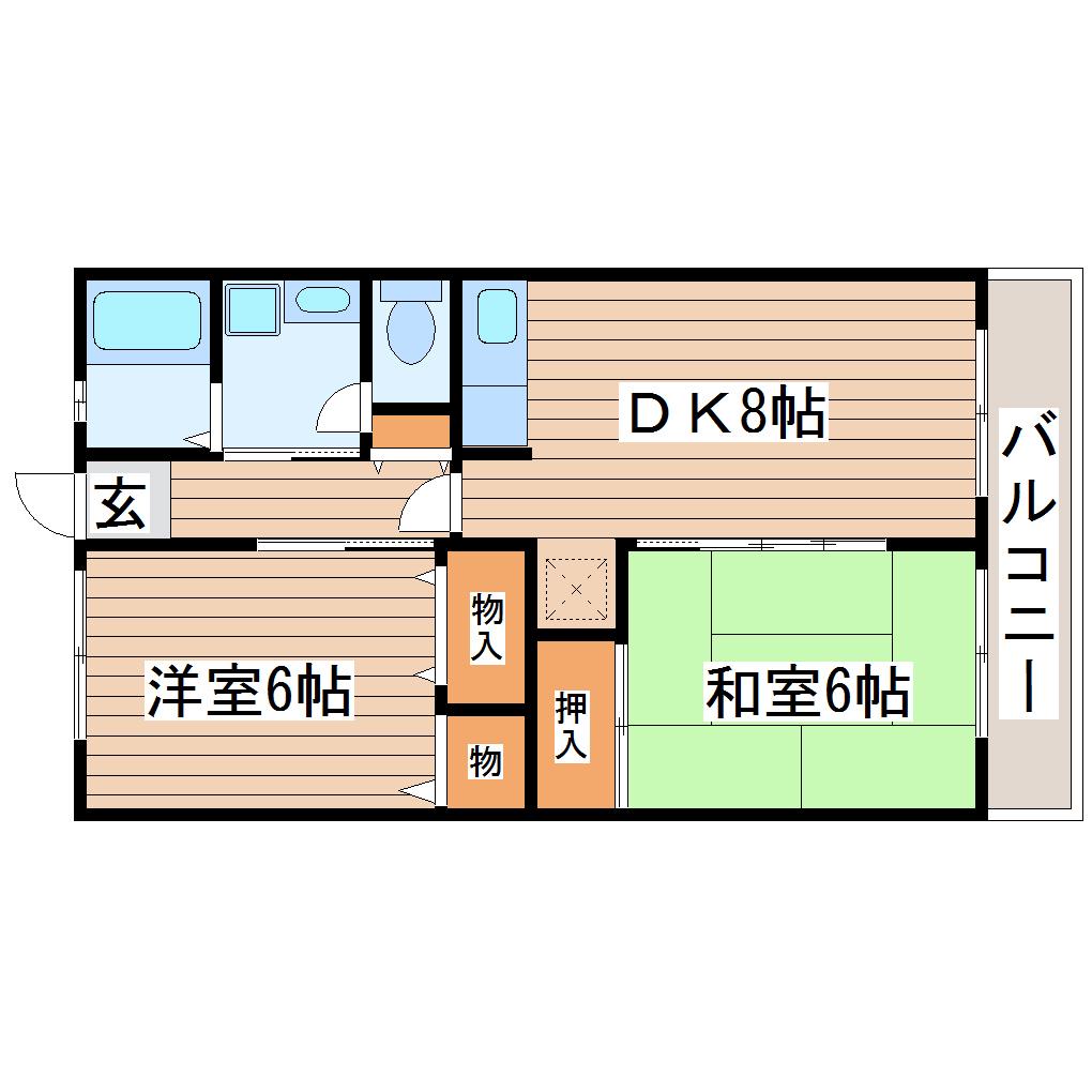 シティハイムドヌールA棟(2DK/1階)の間取り写真