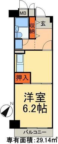 松戸駅前ハイツ(1DK/4階)の間取り写真