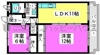 エントピア那珂川2(2LDK/4階)の間取り写真