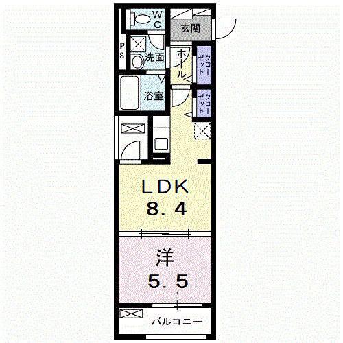 シャローム K(1LDK/2階)の間取り写真