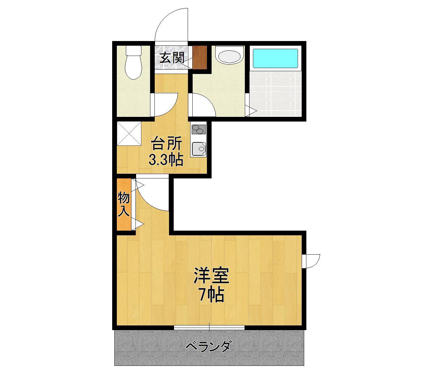 エスコート行基(1K/2階)の間取り写真