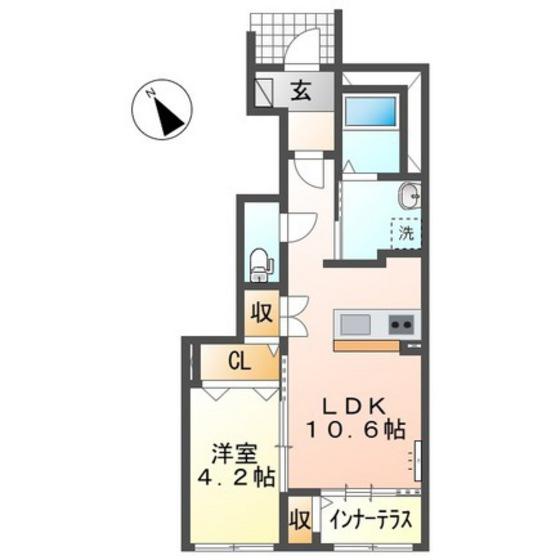 アンビエンテ川内(1LDK/1階)の間取り写真