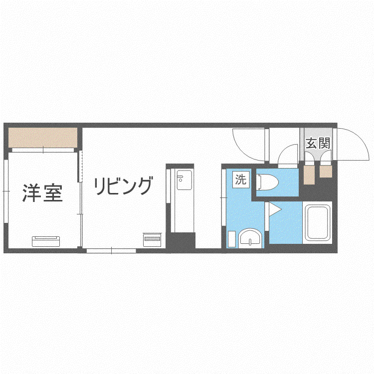 グランシャリオ平岸(1LDK/1階)の間取り写真