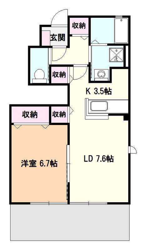 コンフォートブルーニN(1LDK/1階)の間取り写真