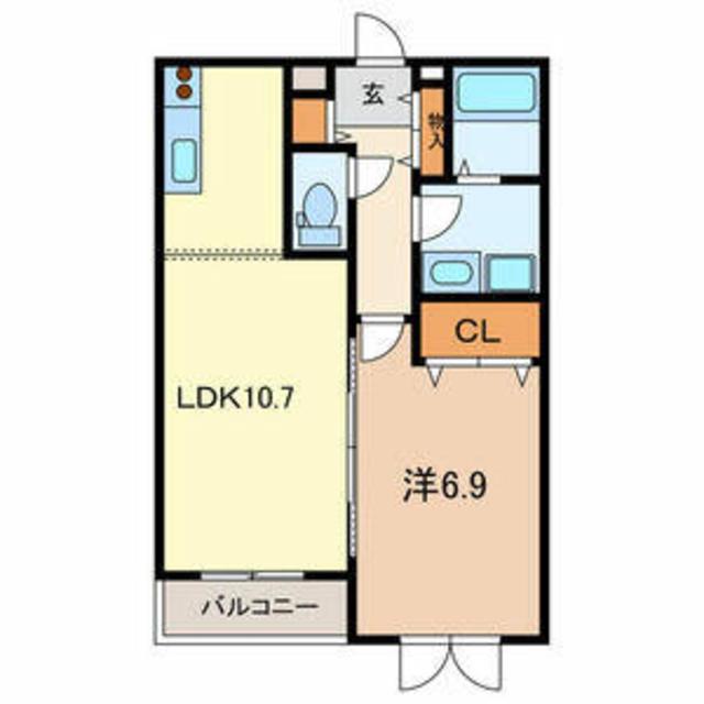 ミルクリーク川口(1LDK/1階)の間取り写真