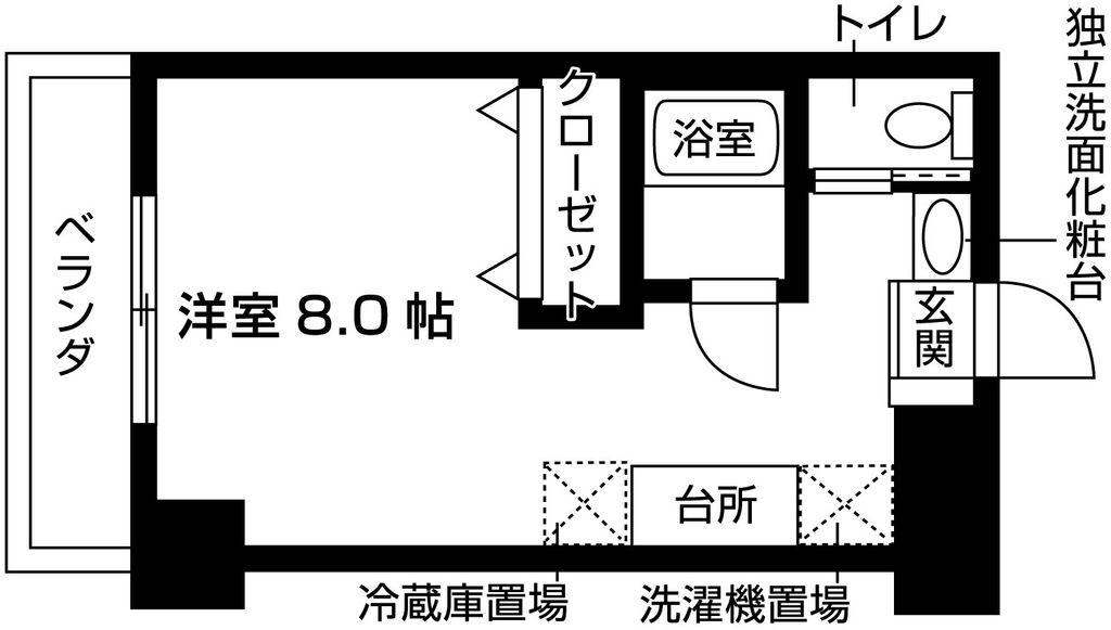 ウイステリア新瑞(ワンルーム/6階)の間取り写真