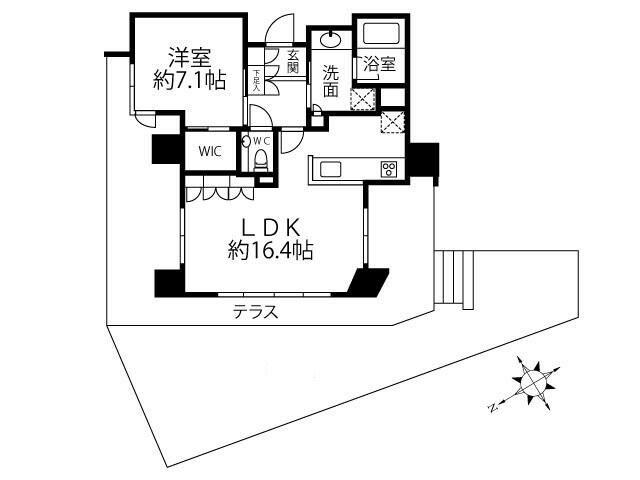 イニシア高輪プレシアスコート(1LDK/2階)の間取り写真