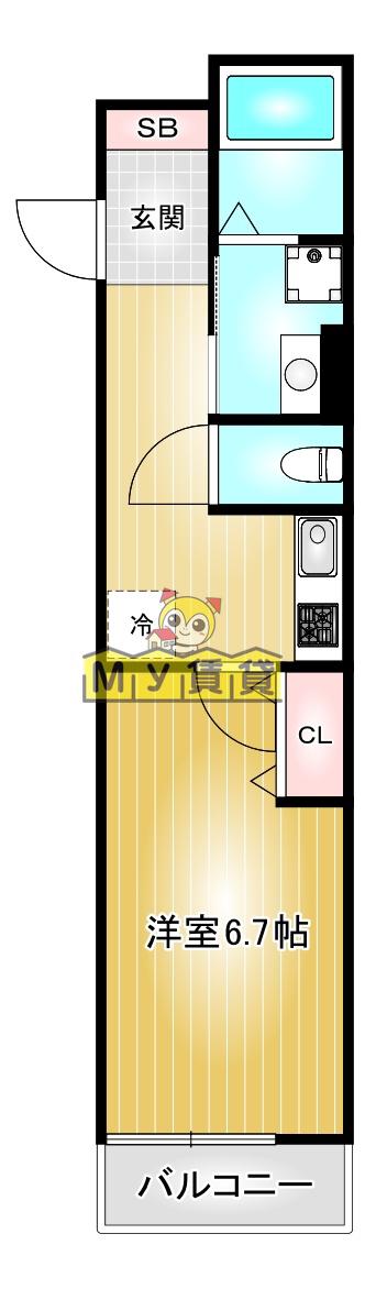 ラコルタブローン(1K/2階)の間取り写真