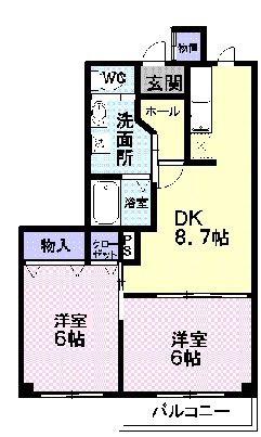 アッシュ ネクスト A(2DK/1階)の間取り写真