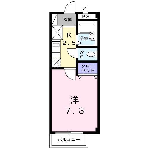 セルカフロレスタB(1K/1階)の間取り写真